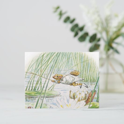 Jeremy Fisher pakt een grote sprong van Beatrix Po Briefkaart (Staand voorkant)