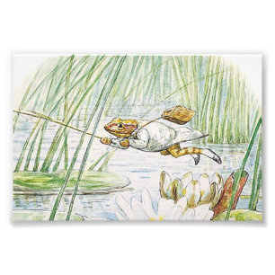 Jeremy Fisher pakt een grote sprong van Beatrix Po Foto Afdruk