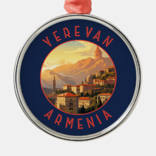 Jerevan Armenië Retro Noodlijdende Cirkel Metalen Ornament