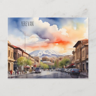 Jerevan waterverf kunst briefkaart