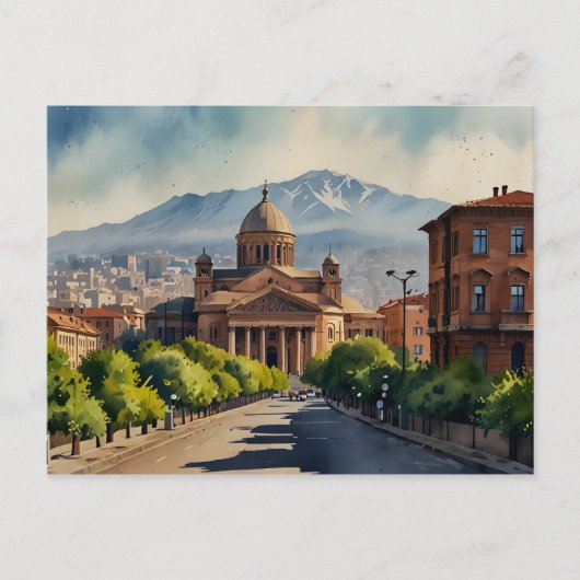 Jerevan waterverf kunst briefkaart (Voorkant)