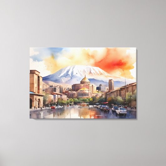 Jerevan waterverf kunst canvas afdruk (Voorkant)
