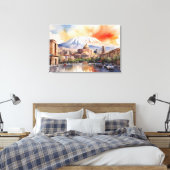 Jerevan waterverf kunst canvas afdruk (Insitu (Slaapkamer))