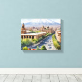 Jerevan waterverf kunst canvas afdruk (Insitu (Houten vloer))