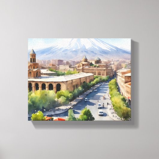 Jerevan waterverf kunst canvas afdruk (Voorkant)