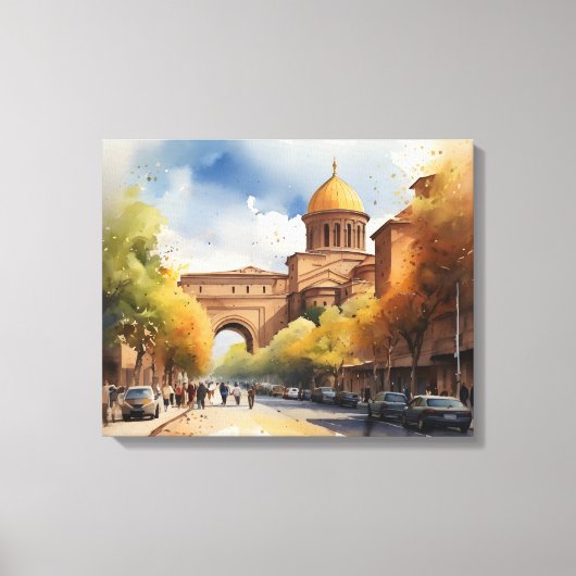 Jerevan waterverf kunst canvas afdruk (Voorkant)