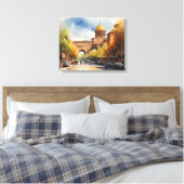 Jerevan waterverf kunst canvas afdruk (Insitu (Slaapkamer))
