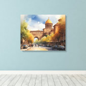 Jerevan waterverf kunst canvas afdruk (Insitu (Houten vloer))