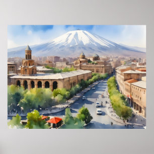 Jerevan waterverf kunst poster