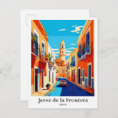 Jerez de la Frontera Spanje Reisillustratie Briefkaart (Voorkant / Achterkant)