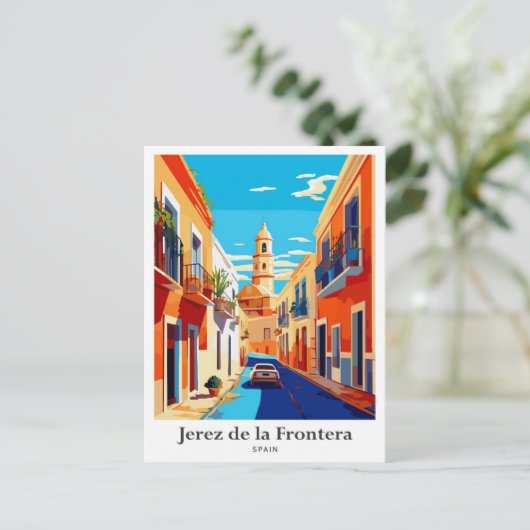 Jerez de la Frontera Spanje Reisillustratie Briefkaart (Staand voorkant)