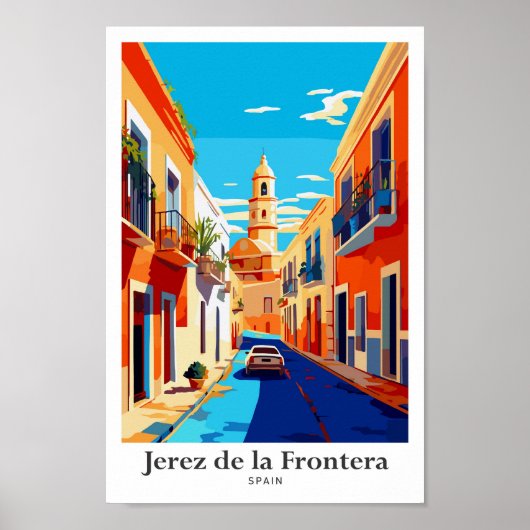 Jerez de la Frontera Spanje Reisillustratie Poster (Voorkant)