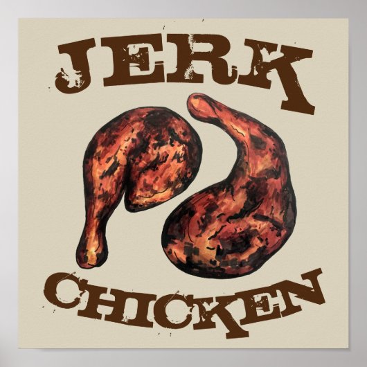 Jerk Chicken Caribbean West Indian Jamaican Food Poster (Voorkant)