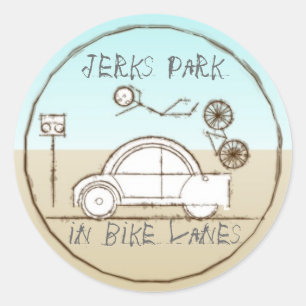Jerks park in fietspaden ronde sticker