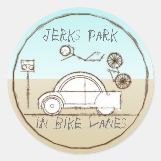 Jerks park in fietspaden ronde sticker (Voorkant)