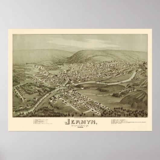 Jermyn, PA Panorama Kaart - 1889 Poster (Voorkant)