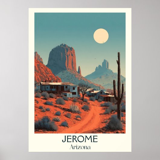 Jerome Arizona Vintage Travel Poster | Retro Ghost (Voorkant)