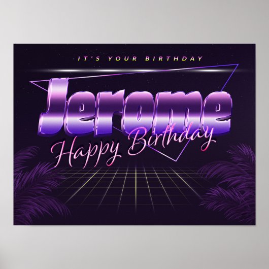 Jerome Name Vorname lila retro Poster Geburtstag (Voorkant)