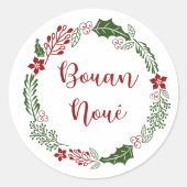 Jèrriais Merry Kerstmis Wreath, Bouan Noué Ronde Sticker (Voorkant)