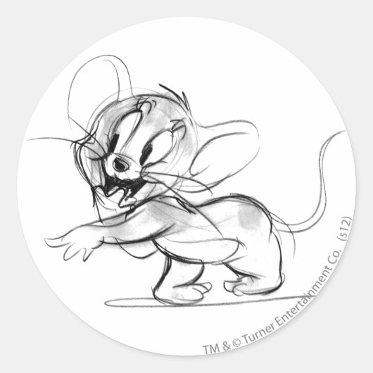 Jerry Bashful Sketch Ronde Sticker (Voorkant)