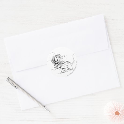 Jerry Bashful Sketch Ronde Sticker (Envelop)