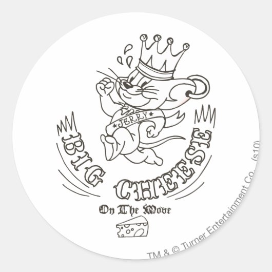 Jerry Big Cheese op de maan 1 Ronde Sticker (Voorkant)