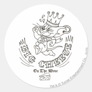 Jerry Big Cheese op de maan 1 Ronde Sticker