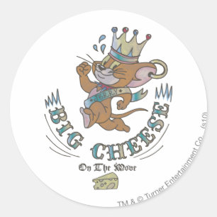 Jerry Big Cheese op de maan 2 Ronde Sticker