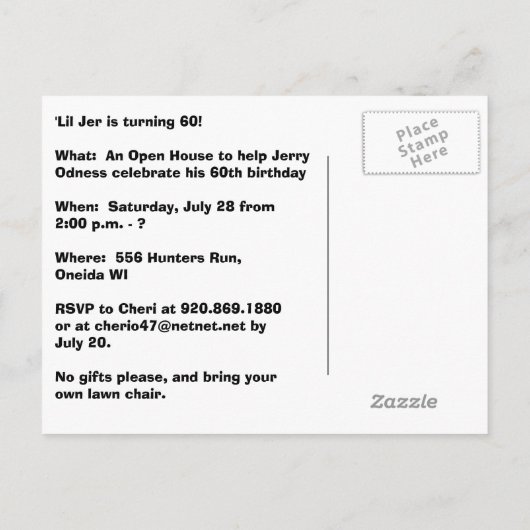 Jerry Birthday afbeelding Uitnodiging Briefkaart (Achterkant)