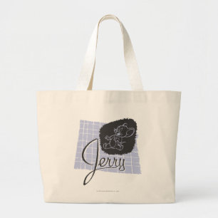 Jerry Black en Blue Script Grote Tote Bag
