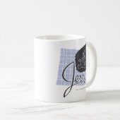 Jerry Black en Blue Script Koffiemok (Voorkant rechts)