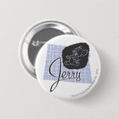 Jerry Black en Blue Script Ronde Button 5,7 Cm (Voorkant /achterkant)