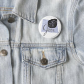 Jerry Black en Blue Script Ronde Button 5,7 Cm (In situ)