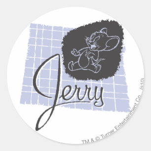 Jerry Black en Blue Script Ronde Sticker