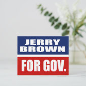JERRY BROWN VOOR GOVERNOR BRIEFKAART (Staand voorkant)
