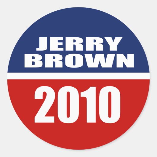 JERRY BROWN VOOR GOVERNOR RONDE STICKER (Voorkant)