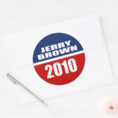 JERRY BROWN VOOR GOVERNOR RONDE STICKER (Envelop)