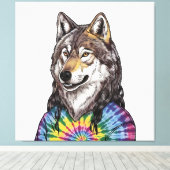 Jerry Garcia wolf Canvas Afdruk (Insitu (Houten vloer))