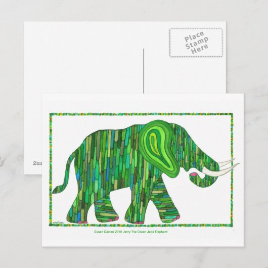Jerry Green Jade Elephant Briefkaart (Voorkant / Achterkant)
