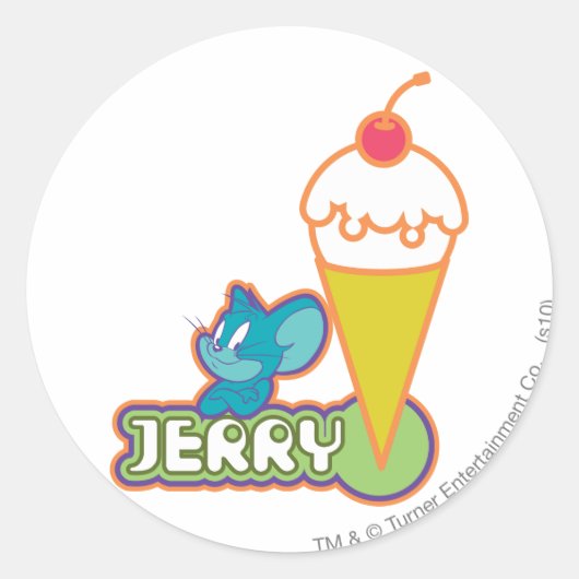 Jerry Ice Cream Ronde Sticker (Voorkant)