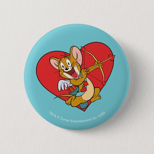 Jerry Mouse Gedprezen als Valentijn Cupid Ronde Button 5,7 Cm (Voorkant)