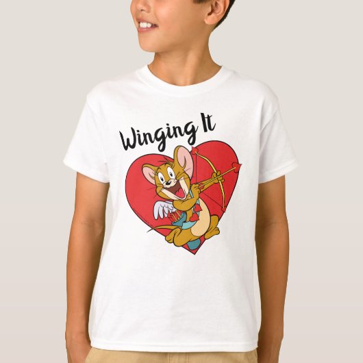 Jerry Mouse Gedprezen als Valentijn Cupid T-shirt (Voorkant)