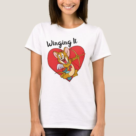 Jerry Mouse Gedprezen als Valentijn Cupid T-shirt (Voorkant)