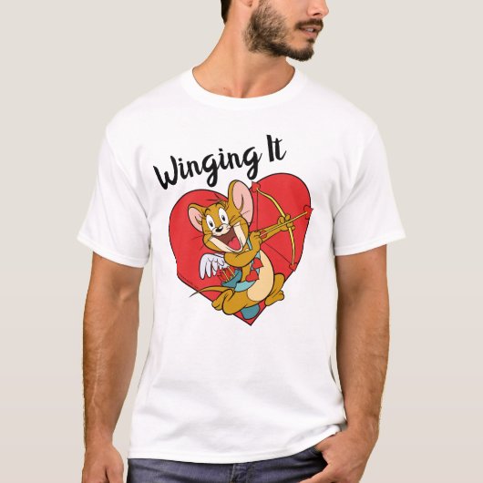 Jerry Mouse Gedprezen als Valentijn Cupid T-shirt (Voorkant)