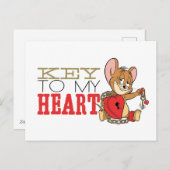 Jerry Mouse "Key to My Heart"-Valentijn Feestdagenkaart (Voorkant / Achterkant)