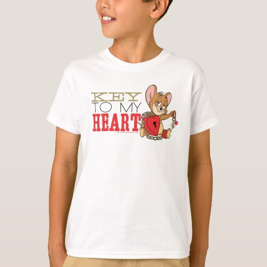 Jerry Mouse "Key to My Heart"-Valentijn T-shirt (Voorkant)