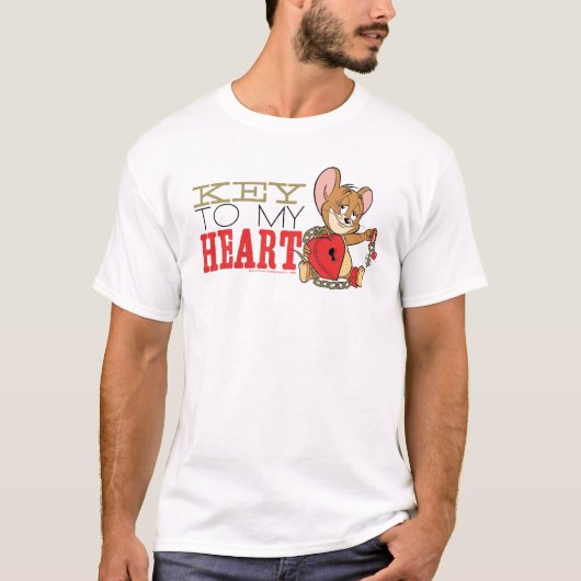 Jerry Mouse "Key to My Heart"-Valentijn T-shirt (Voorkant)