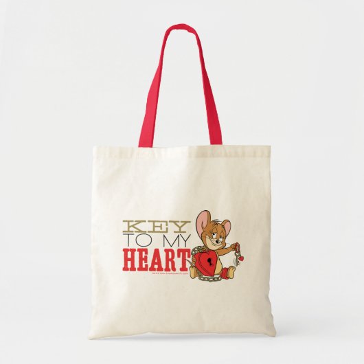 Jerry Mouse "Sleutel tot mijn hart" Valentijnsdag Tote Bag (Voorkant)