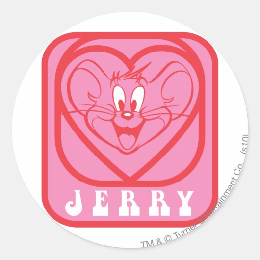 Jerry Pink Hearts Ronde Sticker (Voorkant)