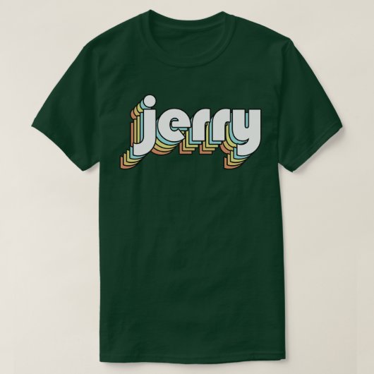 Jerry Retro Rainbow Typography Vervaagde stijl T-shirt (Design voorkant)